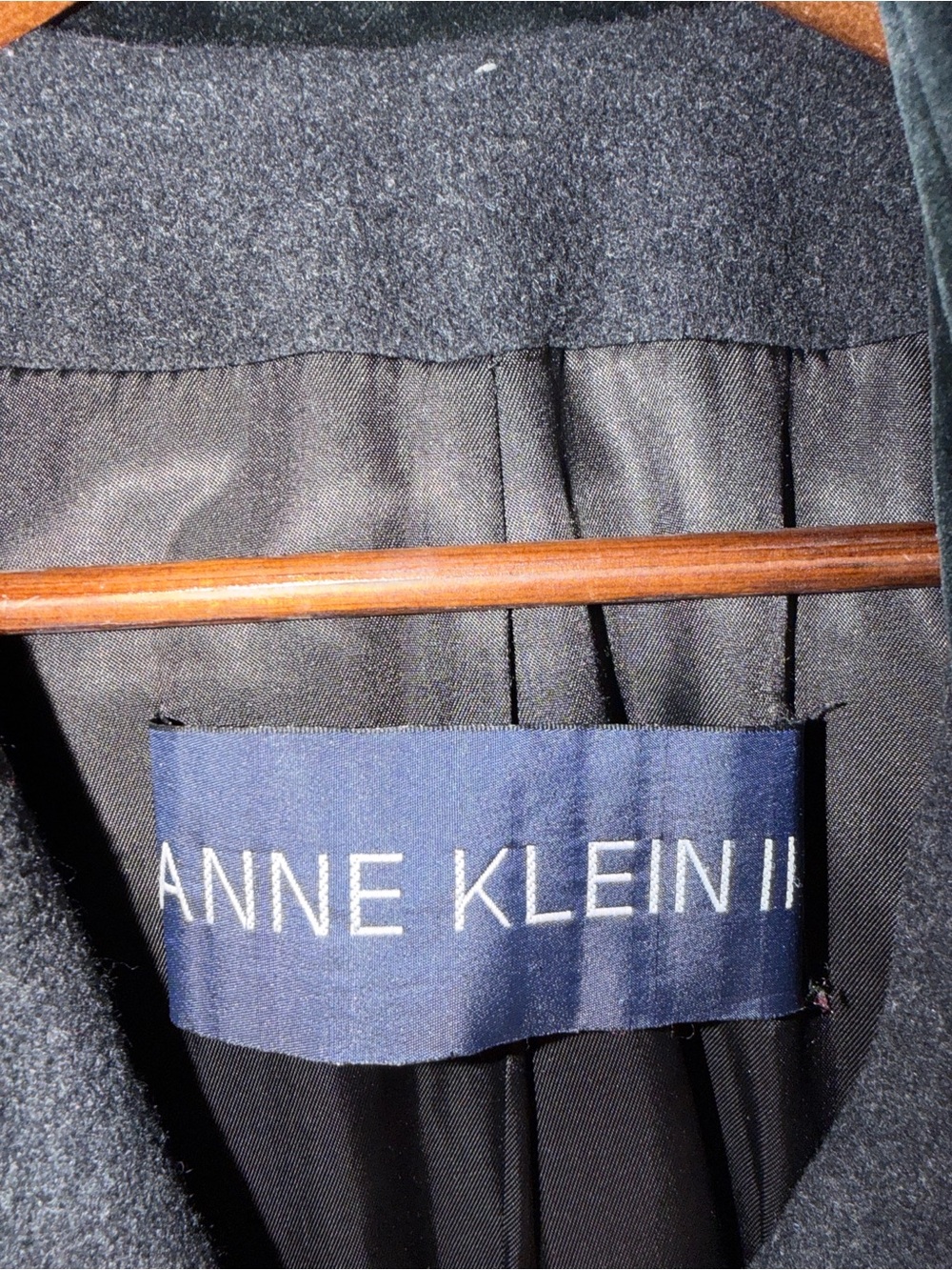 Anne Klein II Black Wool Angora Long Military Coat Double Breasted Size 8 - Picture 5 of 9